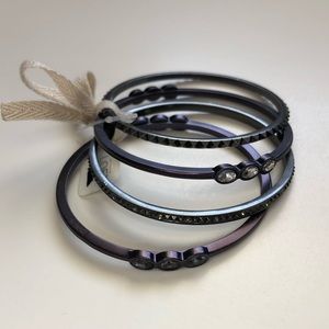 Ann Taylor LOFT Stacked Purple Gunmetal Bangle Set